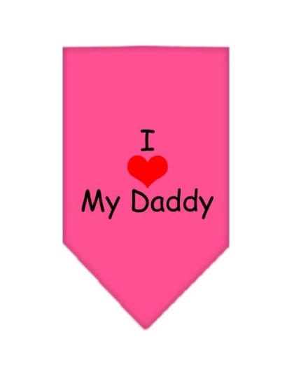 I Heart My Daddy Screen Print Bandana Bright Pink Large