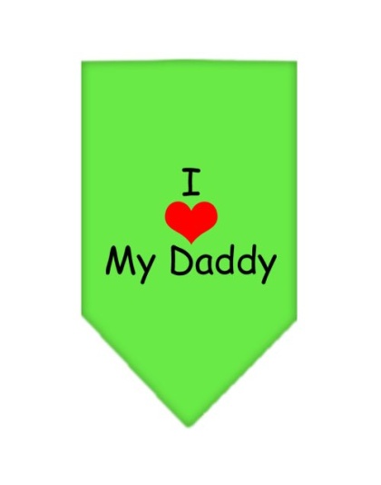 I Heart My Daddy Screen Print Bandana Lime Green Large