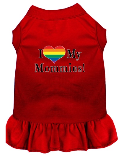 I Heart my Mommies Screen Print Dog Dress Red 4X