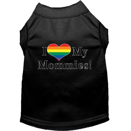 I Heart my Mommies Screen Print Dog Shirt Black Lg