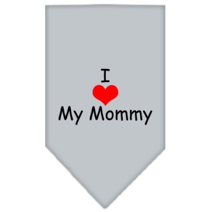 I Heart My Mommy Screen Print Bandana Grey Large