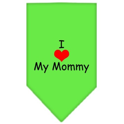 I Heart My Mommy Screen Print Bandana Lime Green Large