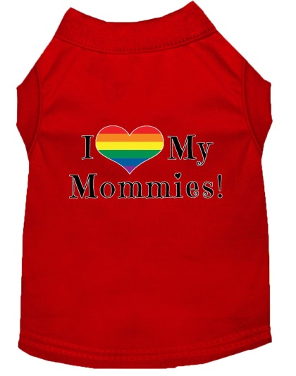 I Heart my Mommies Screen Print Dog Shirt Red Lg