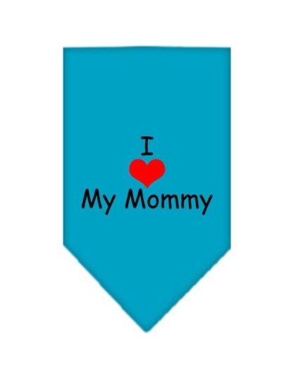 I Heart My Mommy Screen Print Bandana Turquoise Large