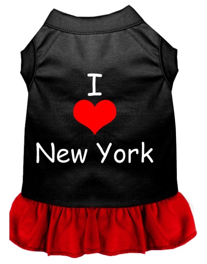 I Heart New York Screen Print Dress Black with Red Lg