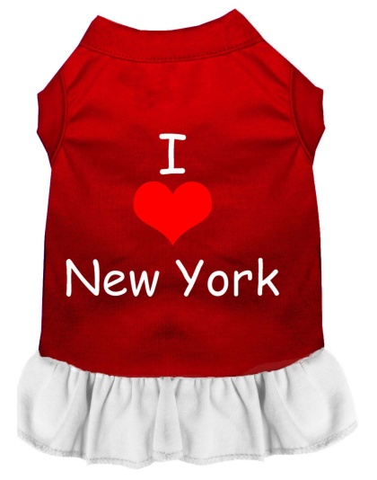 I Heart New York Screen Print Dress Red with White Lg