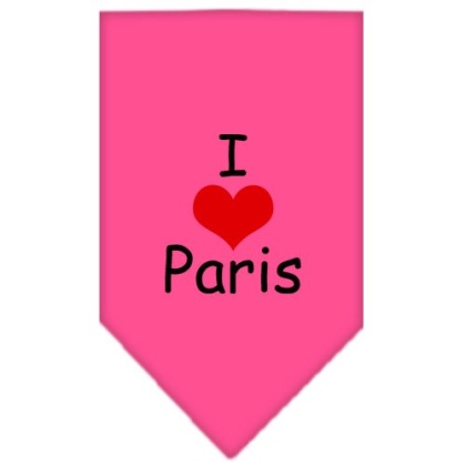 I Heart Paris Screen Print Bandana Bright Pink Large