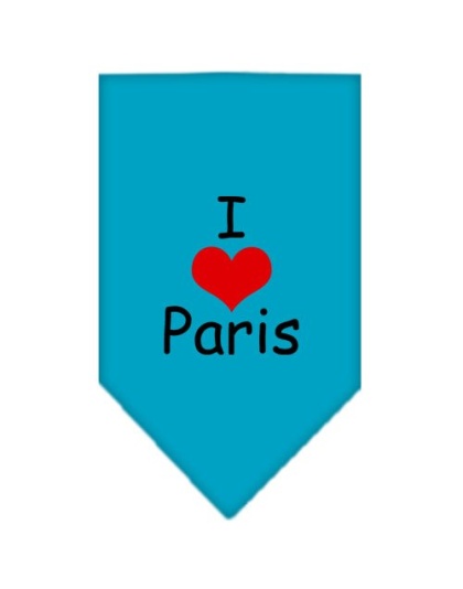 I Heart Paris Screen Print Bandana Turquoise Large