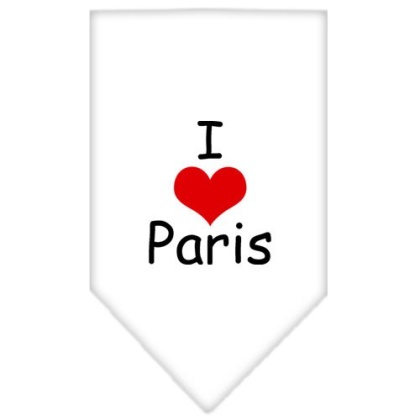 I Heart Paris Screen Print Bandana White Large