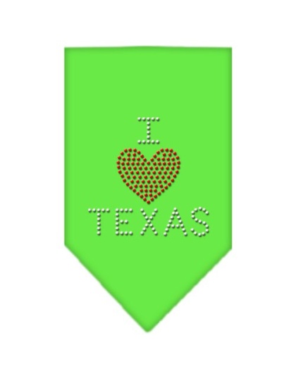 I Heart Texas Rhinestone Bandana Lime Green Large