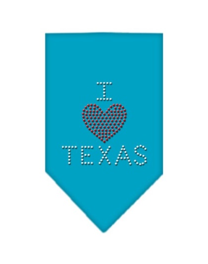 I Heart Texas Rhinestone Bandana Turquoise Large