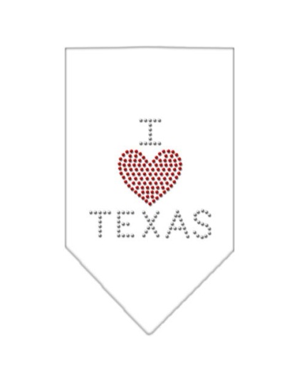 I Heart Texas Rhinestone Bandana White Large