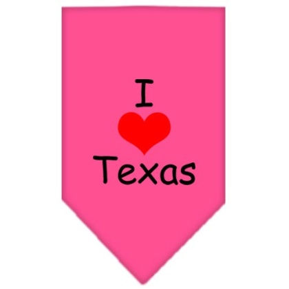 I Heart Texas Screen Print Bandana Bright Pink Large