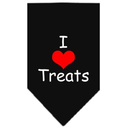 I Heart Treats Screen Print Bandana Black Large