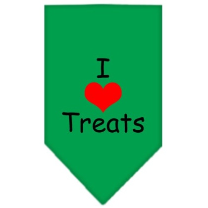 I Heart Treats Screen Print Bandana Emerald Green Large