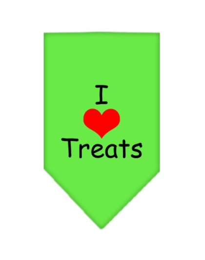 I Heart Treats Screen Print Bandana Lime Green Large