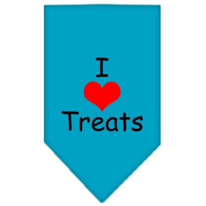 I Heart Treats Screen Print Bandana Turquoise Large