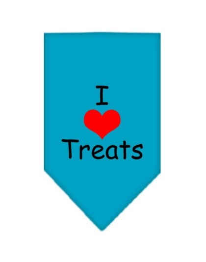 I Heart Treats Screen Print Bandana Turquoise Large