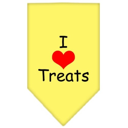 I Heart Treats Screen Print Bandana Yellow Large