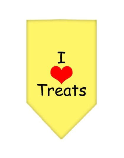 I Heart Treats Screen Print Bandana Yellow Large