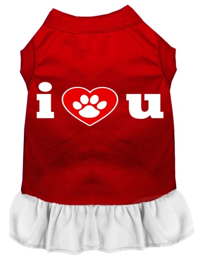 I Heart You Screen Print Dress Red with White Lg