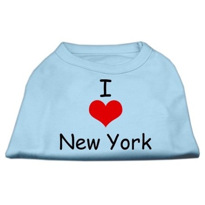 I Love New York Screen Print Shirts Baby Blue Lg