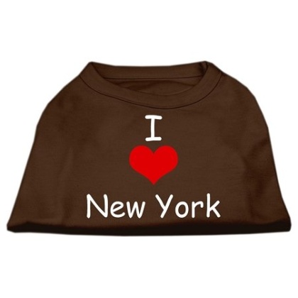 I Love New York Screen Print Shirts Brown Lg