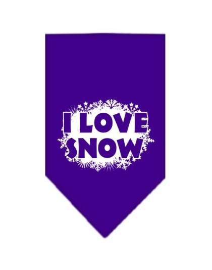 I Love Snow Screen Print Bandana Purple Large