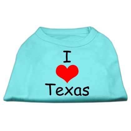 I Love Texas Screen Print Shirts Aqua Lg