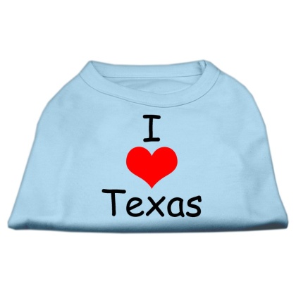 I Love Texas Screen Print Shirts Baby Blue Lg