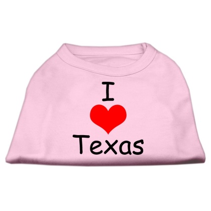 I Love Texas Screen Print Shirts Light Pink Lg