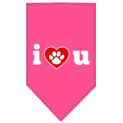 I Love U Screen Print Bandana Bright Pink Large