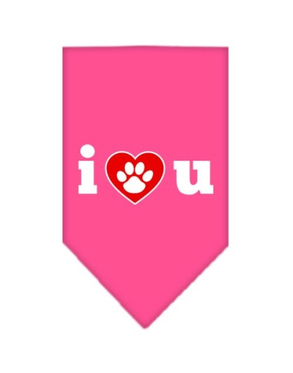 I Love U Screen Print Bandana Bright Pink Large