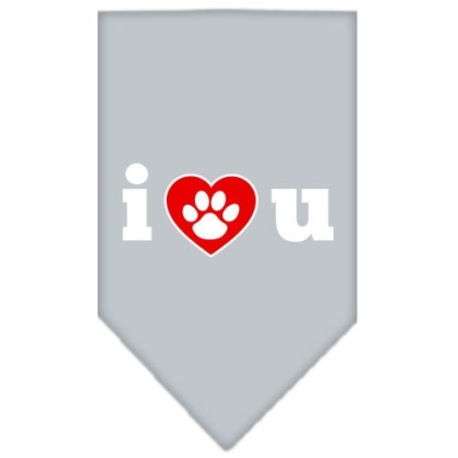 I Love U Screen Print Bandana Grey Large