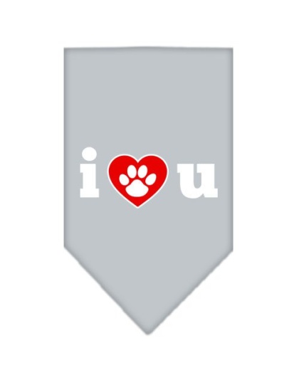 I Love U Screen Print Bandana Grey Large