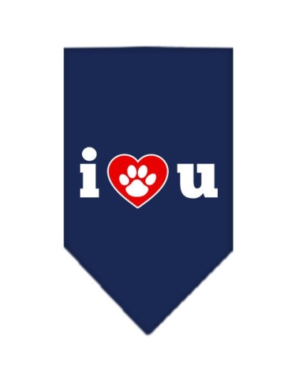 I Love U Screen Print Bandana Navy Blue large