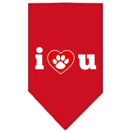 I Love U Screen Print Bandana Red Large