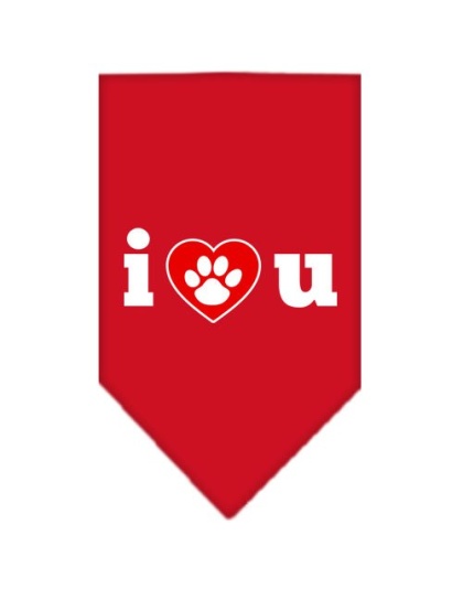 I Love U Screen Print Bandana Red Large