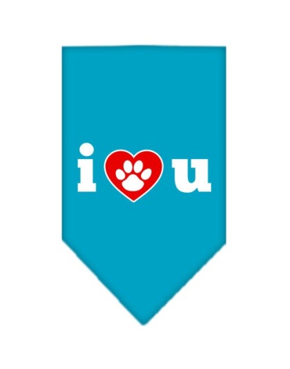 I Love U Screen Print Bandana Turquoise Large