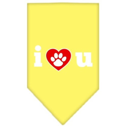 I Love U Screen Print Bandana Yellow Large