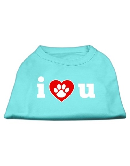 I Love U Screen Print Shirt Aqua Lg