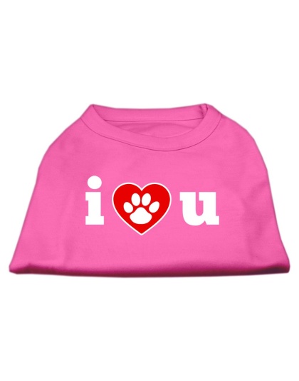 I Love U Screen Print Shirt Bright Pink Lg