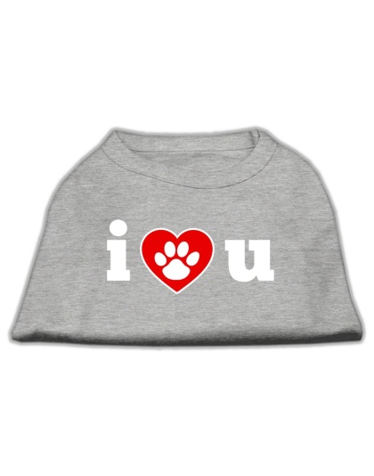 I Love U Screen Print Shirt Grey Lg