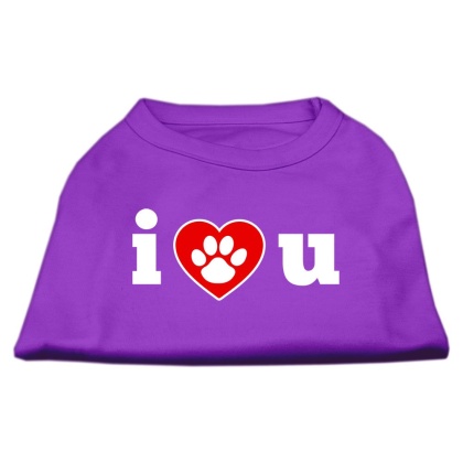 I Love U Screen Print Shirt Purple Lg