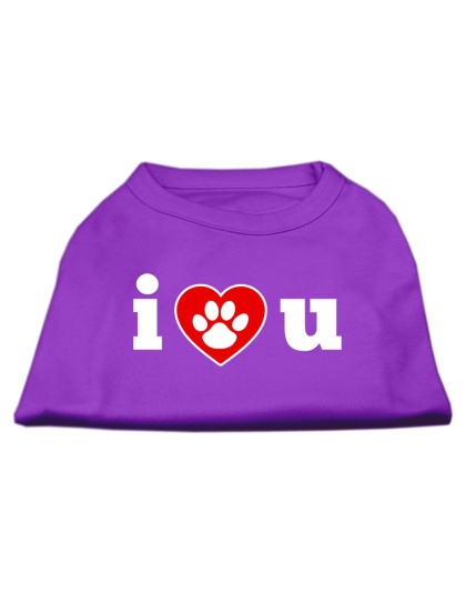 I Love U Screen Print Shirt Purple Lg