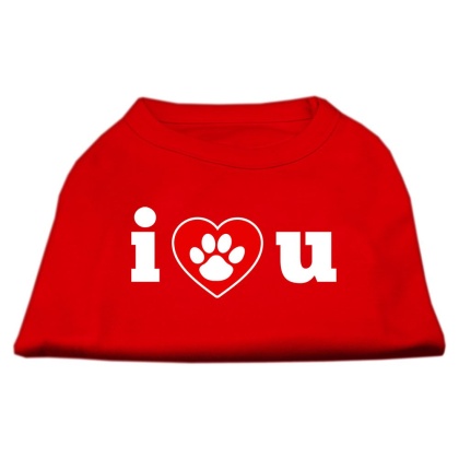 I Love U Screen Print Shirt Red Lg