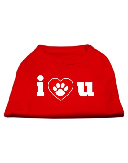 I Love U Screen Print Shirt Red Lg