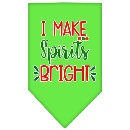 I Make Spirits Bright Screen Print Bandana Lime Green Large