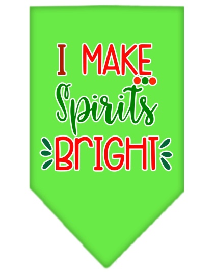 I Make Spirits Bright Screen Print Bandana Lime Green Large