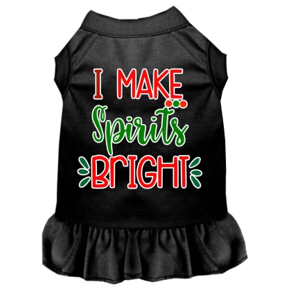 I Make Spirits Bright Screen Print Dog Dress Black 4X